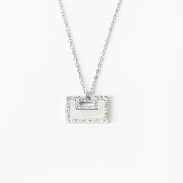 S925 Sterling Silver Geometric Pendant Necklace With Mixed Gem Inlay Electroplated Cross Chain Clavicle Necklace For Women