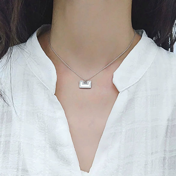 S925 Sterling Silver Geometric Pendant Necklace With Mixed Gem Inlay Electroplated Cross Chain Clavicle Necklace For Women