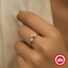 S925 Sterling Silver Geometric Petals Open Ring For Women With Real Gold Electroplating