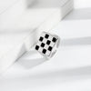 S925 Sterling Silver Geometric Plaid Ring For Women Black And White Checkerboard Adjustable Open Ring Electroplated Minimalist Jewelry