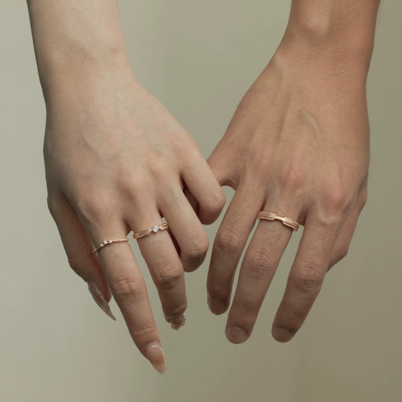 S925 Sterling Silver Geometric Plain Couple Ring Electroplated