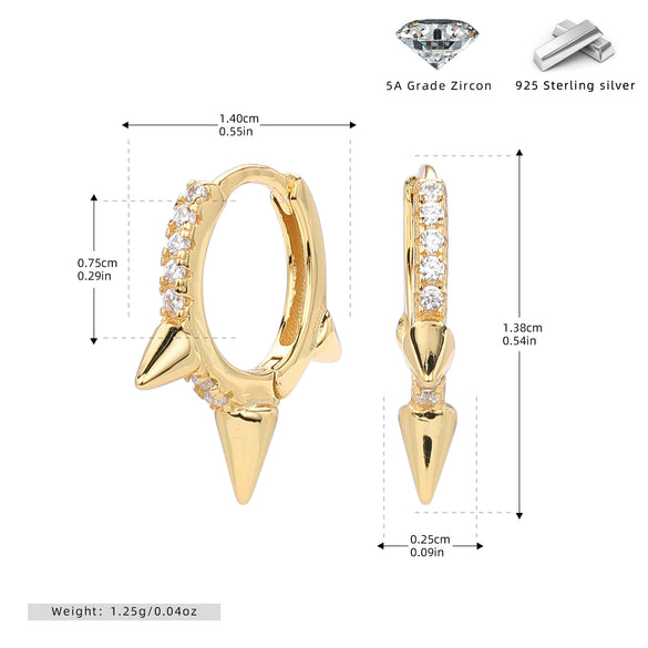 S925 Sterling Silver Geometric Punk Style Electroplated Earrings For Women