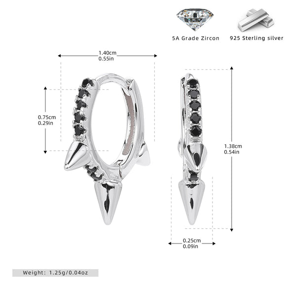 S925 Sterling Silver Geometric Punk Style Electroplated Earrings For Women