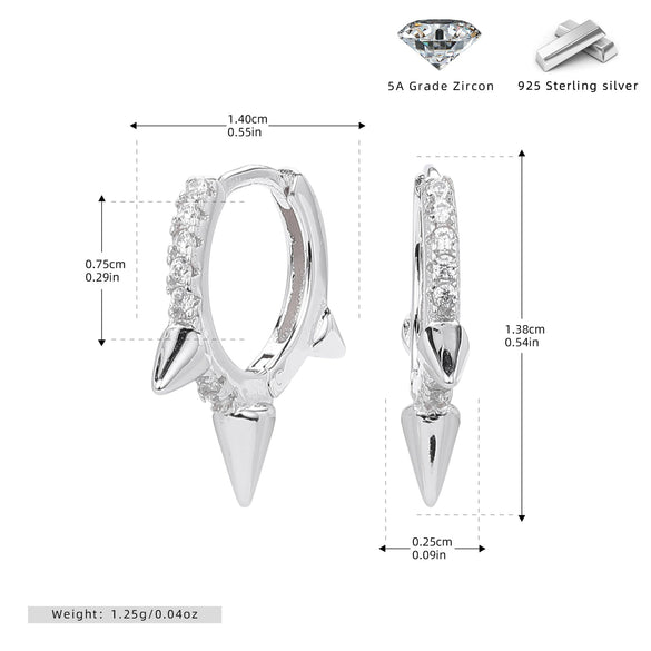 S925 Sterling Silver Geometric Punk Style Electroplated Earrings For Women