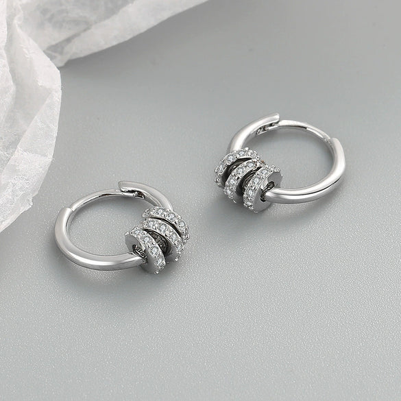 S925 Sterling Silver Geometric Removable Ring Earrings For Women With Electroplated Fashion Design