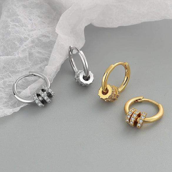S925 Sterling Silver Geometric Removable Ring Earrings For Women With Electroplated Fashion Design