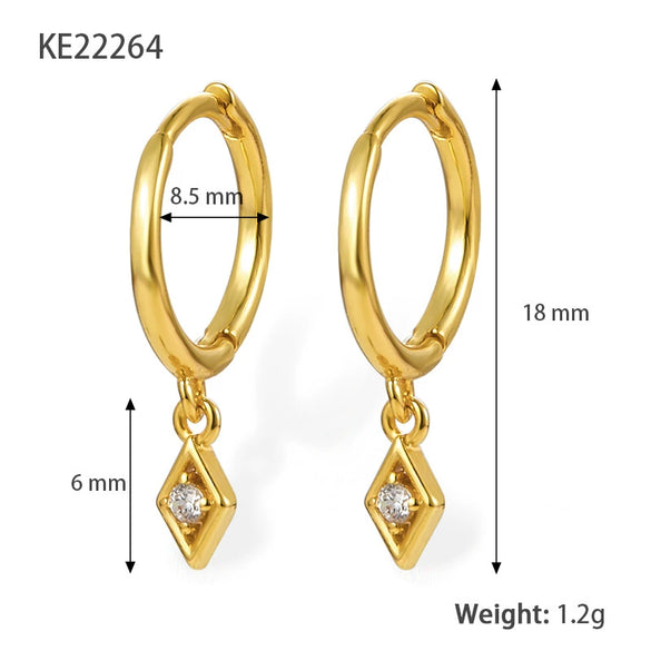 S925 Sterling Silver Geometric Rhombus Micropaved Zircon Earrings