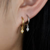 S925 Sterling Silver Geometric Rhombus Micropaved Zircon Earrings