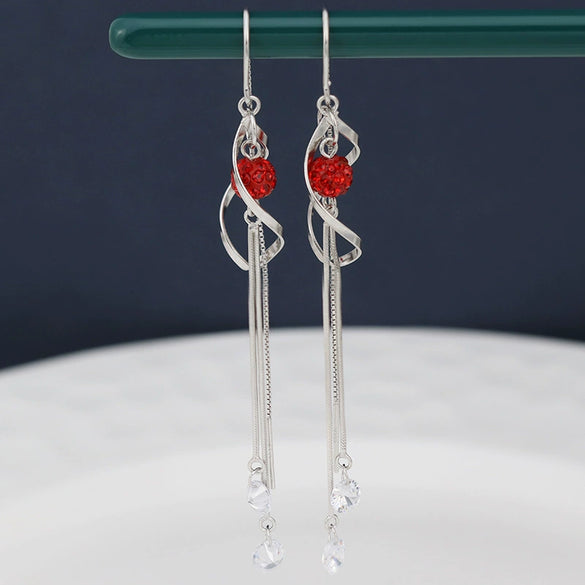 S925 Sterling Silver Geometric Rhombus Rhinestone Drop Earrings For Women Light Luxury Fashion Jewelry