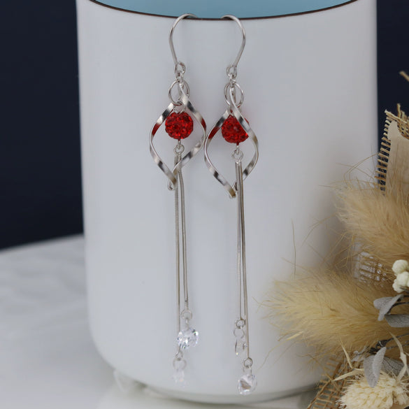 S925 Sterling Silver Geometric Rhombus Rhinestone Drop Earrings For Women Light Luxury Fashion Jewelry