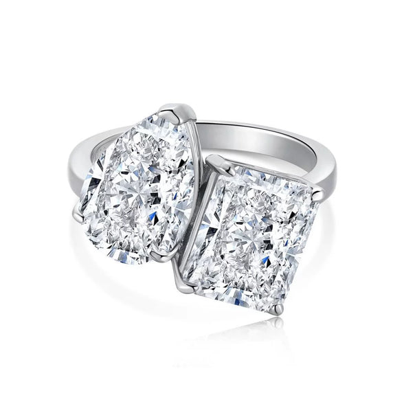 S925 Sterling Silver Geometric Ring Handmade Inlaid With Sugar Zircon Electroplated Light Luxury Style