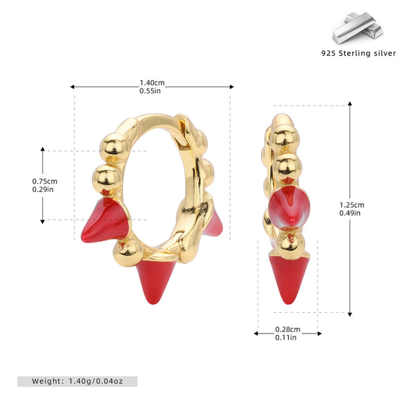 S925 Sterling Silver Geometric Round Beads Glue Rivet Electroplating Earrings For Women