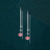 S925 Sterling Silver Geometric Ruyi Ping An Lock Retro Elegant Long Tassel Earrings For Women Light Luxury Style