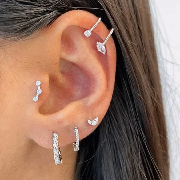 S925 Sterling Silver Geometric Screw Earrings Creative Cold Style Versatile Personality Jewelry For Women