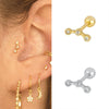 S925 Sterling Silver Geometric Screw Earrings Creative Cold Style Versatile Personality Jewelry For Women