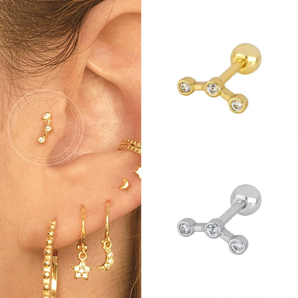 S925 Sterling Silver Geometric Screw Earrings Creative Cold Style Versatile Personality Jewelry For Women