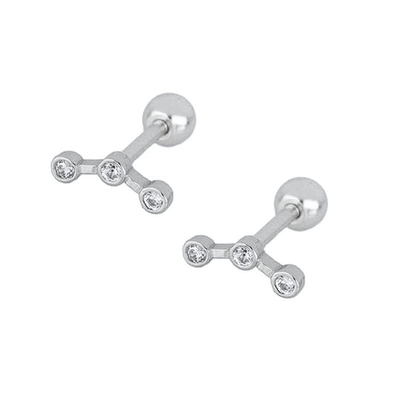 S925 Sterling Silver Geometric Screw Earrings Creative Cold Style Versatile Personality Jewelry For Women