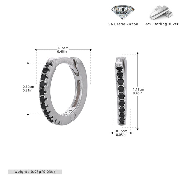 S925 Sterling Silver Geometric Simple Style Inlaid Zircon Women's Earrings