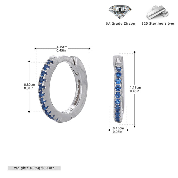 S925 Sterling Silver Geometric Simple Style Inlaid Zircon Women's Earrings