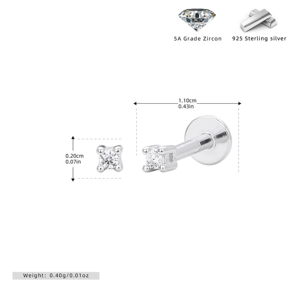 S925 Sterling Silver Geometric Simple Style Piercing Earrings For Women