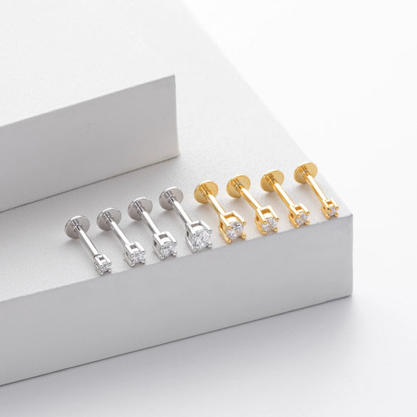 S925 Sterling Silver Geometric Simple Style Piercing Earrings For Women
