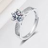 S925 Sterling Silver Geometric Six Claw Ring For Women Electroplated Classic Adjustable Wedding Birthday Ring