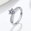 S925 Sterling Silver Geometric Six Claw Ring For Women Electroplated Classic Adjustable Wedding Birthday Ring