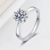 S925 Sterling Silver Geometric Snowflake Six Claw Moissanite Ring For Women Adjustable Open Ring With Electroplated Finish