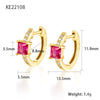 S925 Sterling Silver Geometric Square Colorful Zircon Inlaid Electroplated Women's Earrings