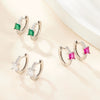 S925 Sterling Silver Geometric Square Colorful Zircon Inlaid Electroplated Women's Earrings