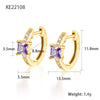 S925 Sterling Silver Geometric Square Colorful Zircon Inlaid Electroplated Women's Earrings