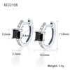S925 Sterling Silver Geometric Square Colorful Zircon Inlaid Electroplated Women's Earrings