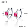S925 Sterling Silver Geometric Square Colorful Zircon Inlaid Electroplated Women's Earrings