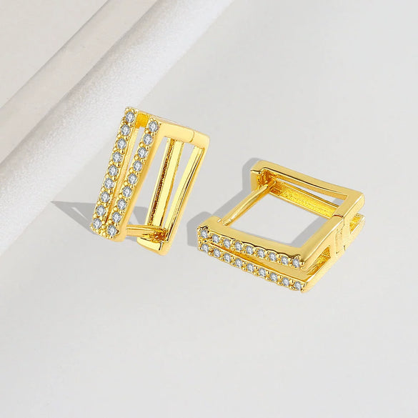 S925 Sterling Silver Geometric Square Hoop Earrings With Electroplated Simple Minimalist Design