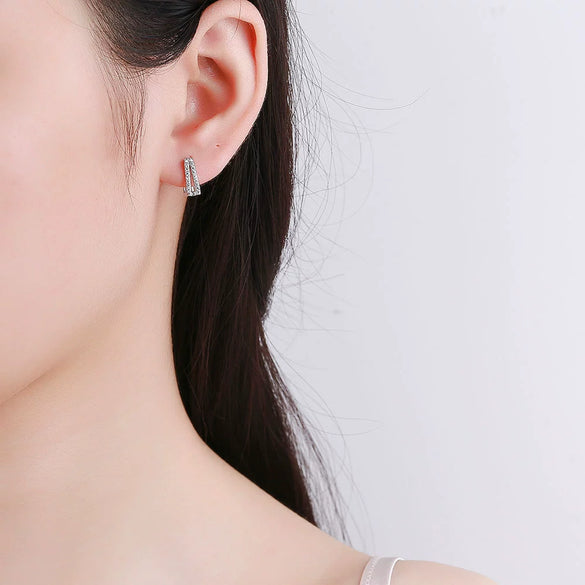 S925 Sterling Silver Geometric Square Hoop Earrings With Electroplated Simple Minimalist Design