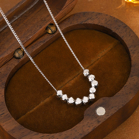 S925 Sterling Silver Geometric Square Pendant Necklace For Women With Electroplated Light Luxury Clavicle Chain