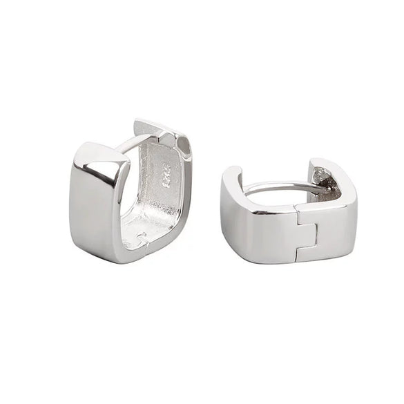 S925 Sterling Silver Geometric Square Wide Face Electroplated Ear Buckle Earrings For Women