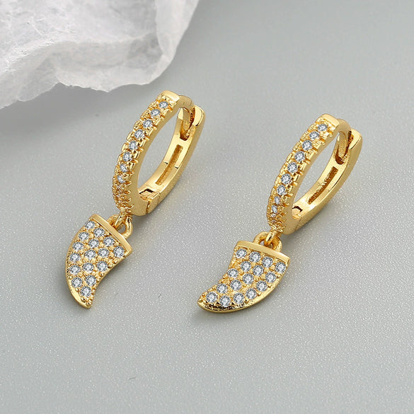 S925 Sterling Silver Geometric Star And Pepper Zircon Earrings For Women Electroplated Cute Simple Fashion Jewelry