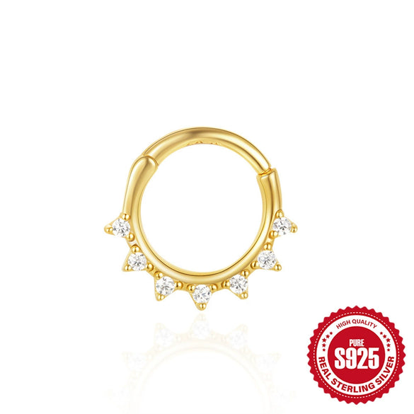 S925 Sterling Silver Geometric Star Diamond Ear Ring Ear Buckle Nose Ring Dual Purpose For Women With Electroplating