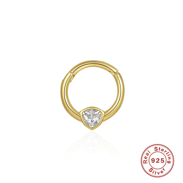 S925 Sterling Silver Geometric Star Diamond Ear Ring Ear Buckle Nose Ring Dual Purpose For Women With Electroplating