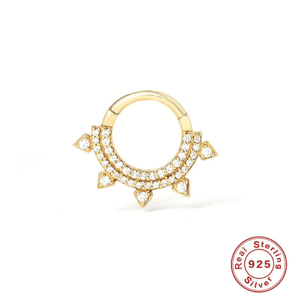 S925 Sterling Silver Geometric Star Diamond Ear Ring Ear Buckle Nose Ring Dual Purpose For Women With Electroplating