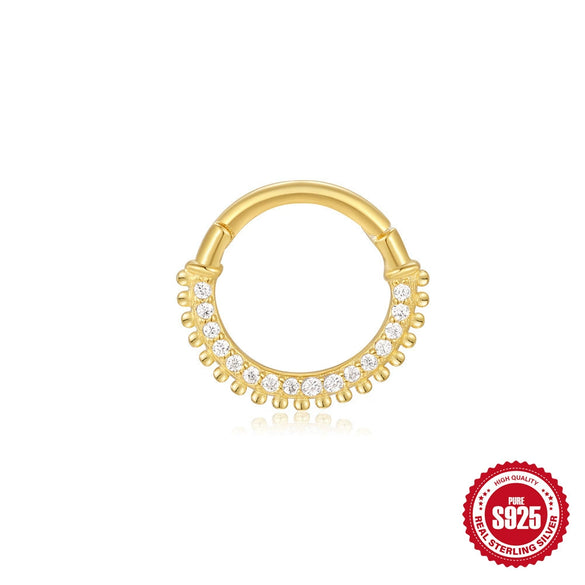 S925 Sterling Silver Geometric Star Diamond Ear Ring Ear Buckle Nose Ring Dual Purpose For Women With Electroplating