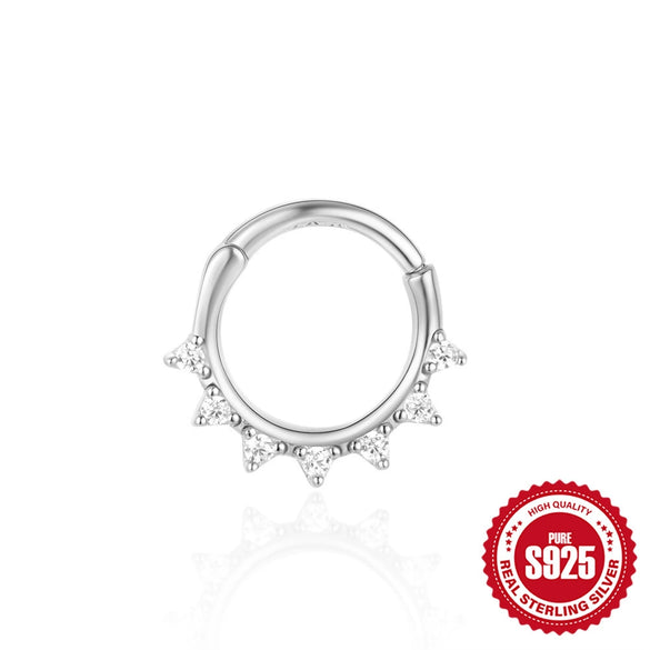 S925 Sterling Silver Geometric Star Diamond Ear Ring Ear Buckle Nose Ring Dual Purpose For Women With Electroplating