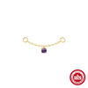 S925 Sterling Silver Geometric Star Love Zircon Amethyst Pendant Earrings With Long Chain And Cartilage Chain Piercing For Women
