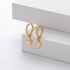 S925 Sterling Silver Geometric Star Moon Earrings