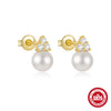 S925 Sterling Silver Geometric Star Moon Pearl Moonstone Diamond Earrings For Women With Electroplating