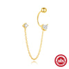 S925 Sterling Silver Geometric Star Moon Tassel Stacked Earrings For Women With Electroplating And Diamond Encrusted Small Gold Balls