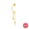 S925 Sterling Silver Geometric Star Moon Tassel Stacked Earrings For Women With Electroplating And Diamond Encrusted Small Gold Balls