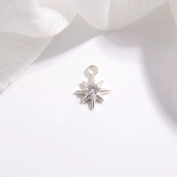 S925 Sterling Silver Geometric Star Zirconia Jewelry Charm Pendant Bracelet Clavicle Chain Necklace Earrings Handmade