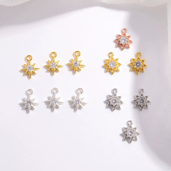 S925 Sterling Silver Geometric Star Zirconia Jewelry Charm Pendant Bracelet Clavicle Chain Necklace Earrings Handmade